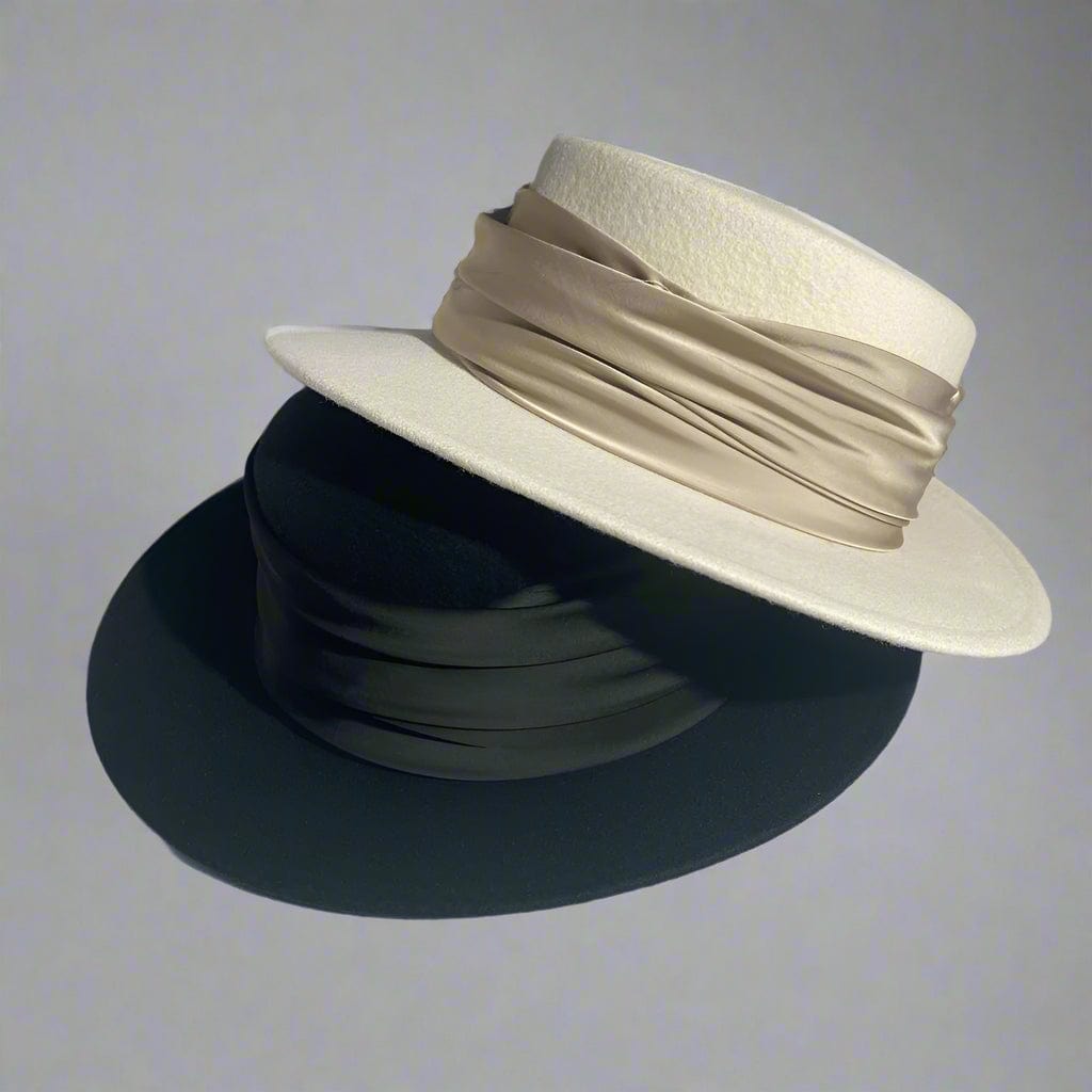 Le Marais Draped Felt Boater Hat