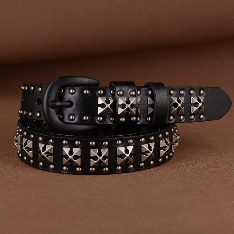 Hand-Finished Studded Leather Belt