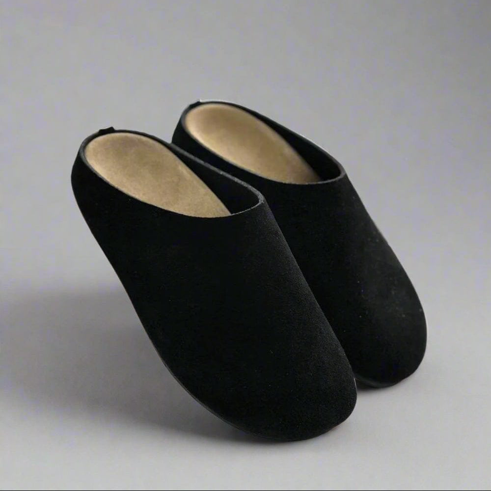 The Soft Cowhide Slip-On Mules - Grounded Luxury, Effortless Ease