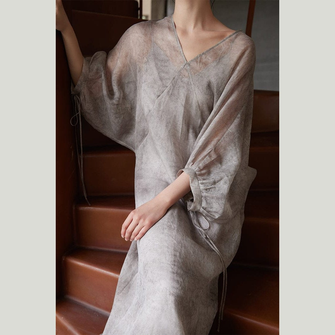 Grey Silk Gauze Dress