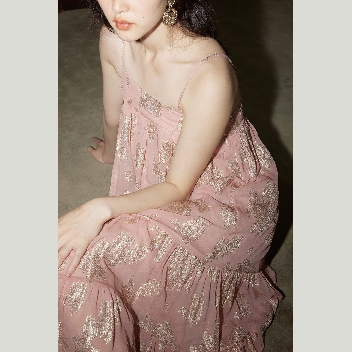 Peach Silk Georgette Dress & Wrap Top – Golden-Hour Sheen in 100% Silk