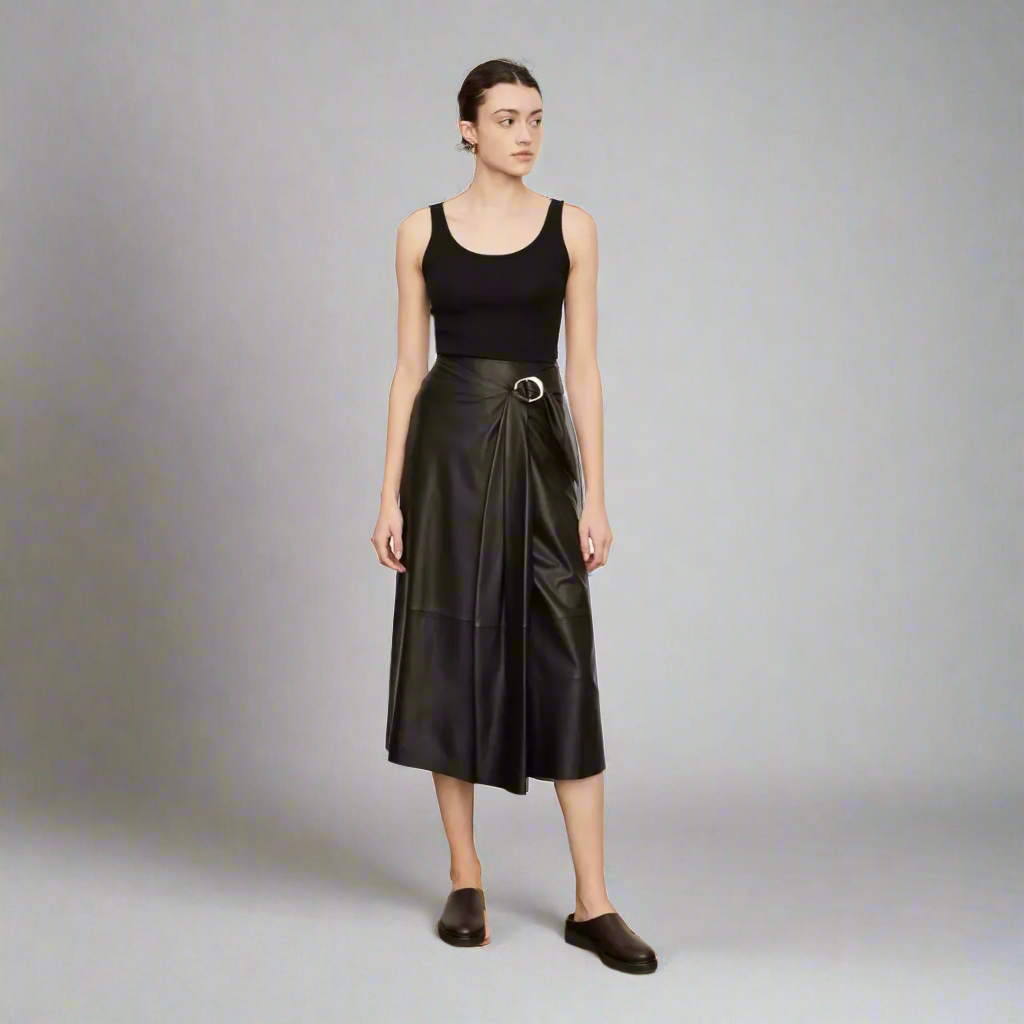 The Napa Leather Midi Skirt
