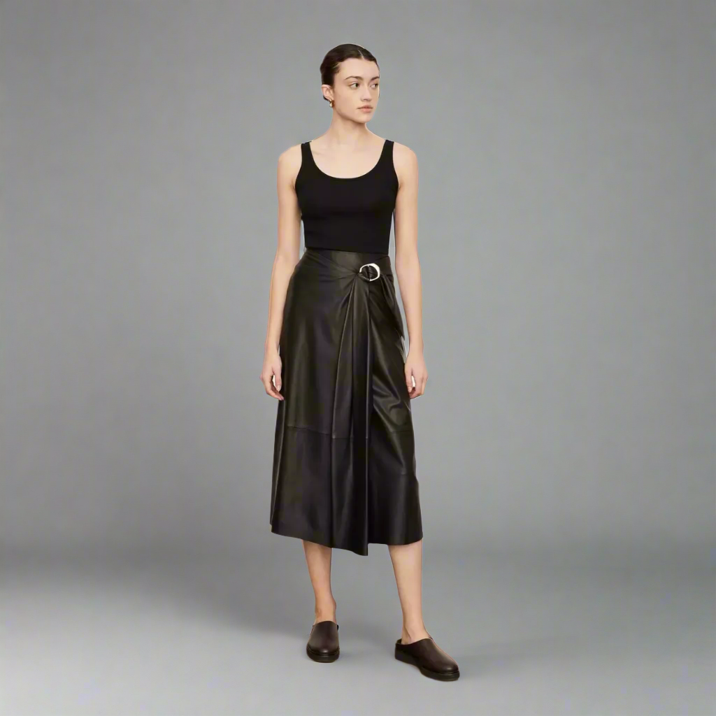 The Napa Leather Midi Skirt