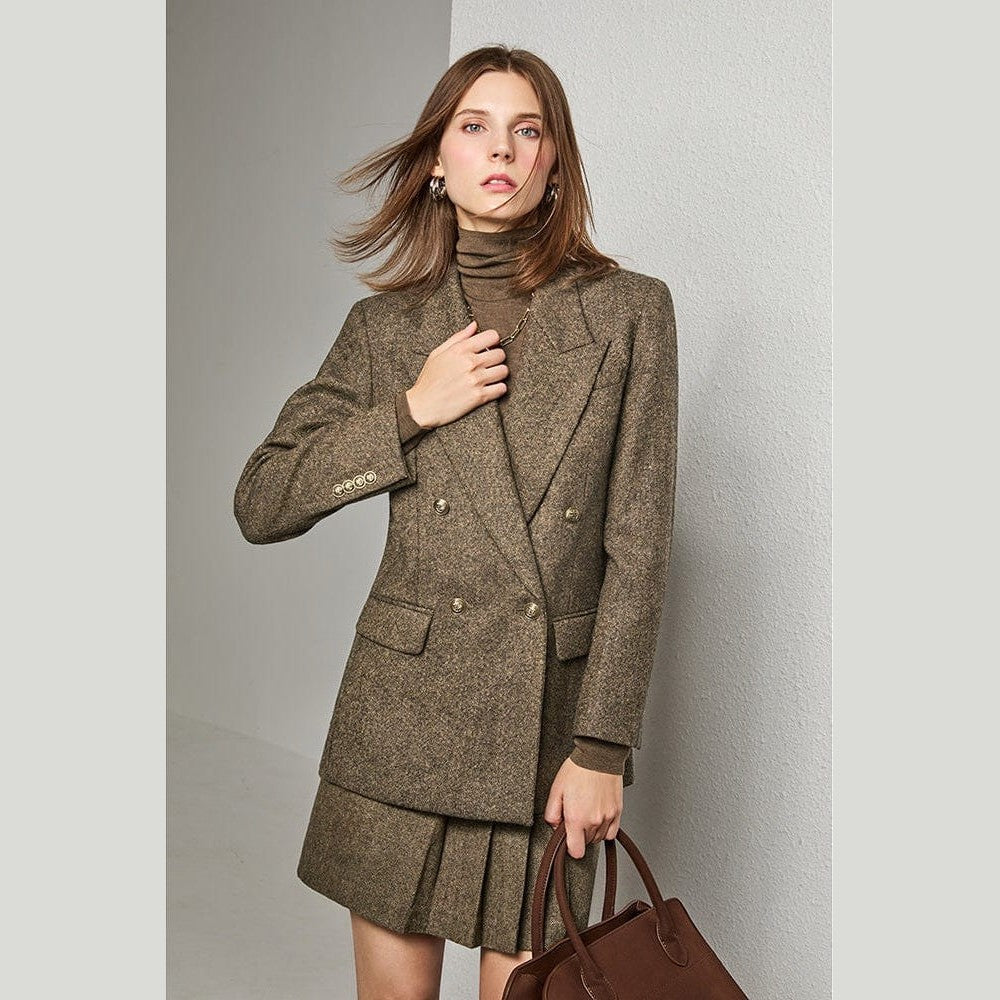 Alpaca and Austrialian Wool Blazer & Pleated Skirt Separates