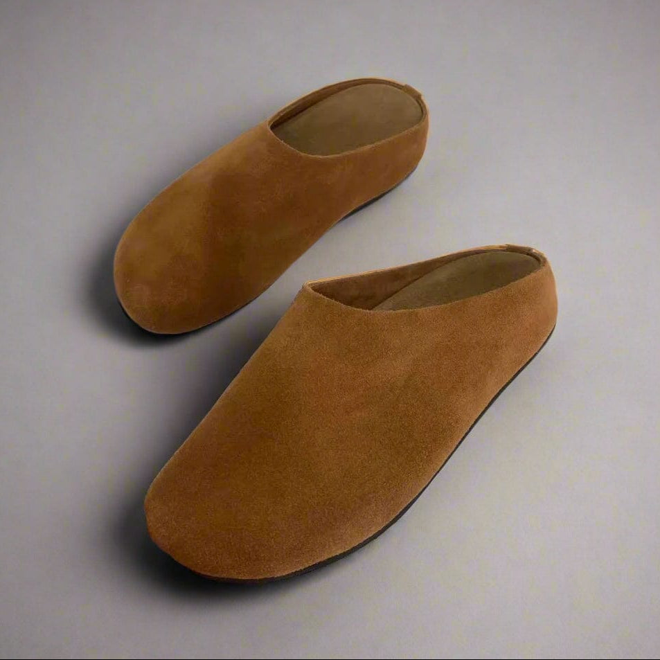 The Soft Cowhide Slip-On Mules - Grounded Luxury, Effortless Ease