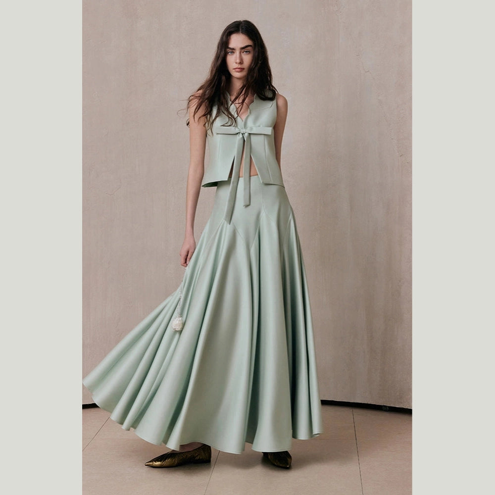 The Mint Green Papillon Top & Skirt Set
