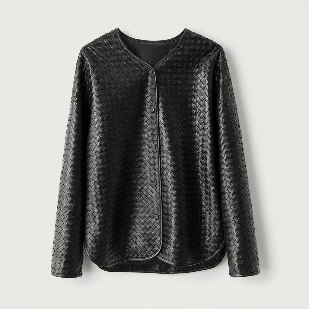 Woven Leather Jacket in Lambskin — Quiet Depth, Rare Craft