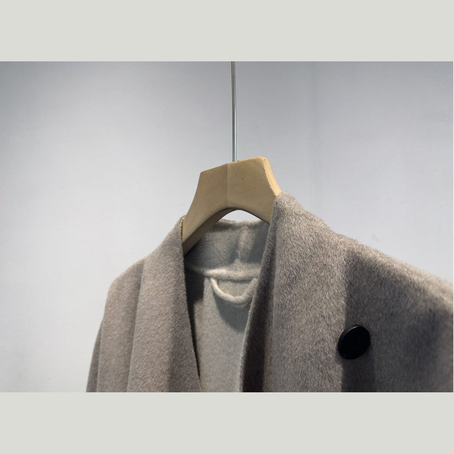 Silk-Wool Velvet Cloak - Double-Sided Drape, Sculptural Warmth