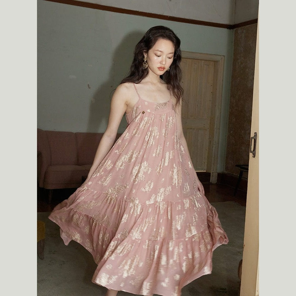 Peach Silk Georgette Dress & Wrap Top – Golden-Hour Sheen in 100% Silk