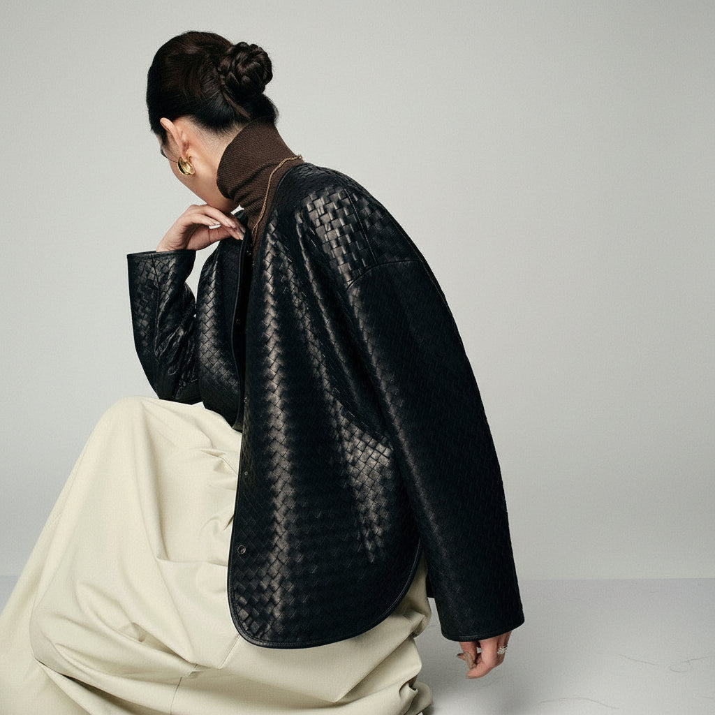 Woven Leather Jacket in Lambskin — Quiet Depth, Rare Craft