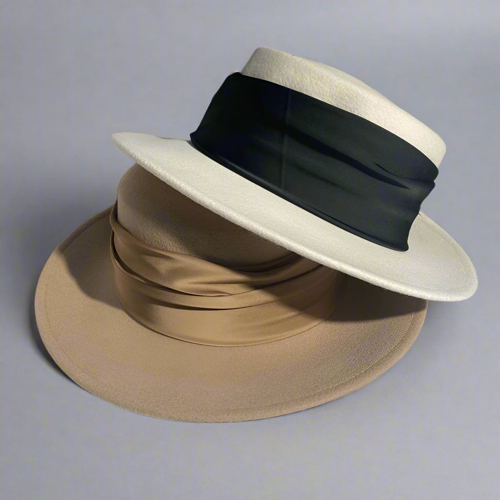 Le Marais Draped Felt Boater Hat