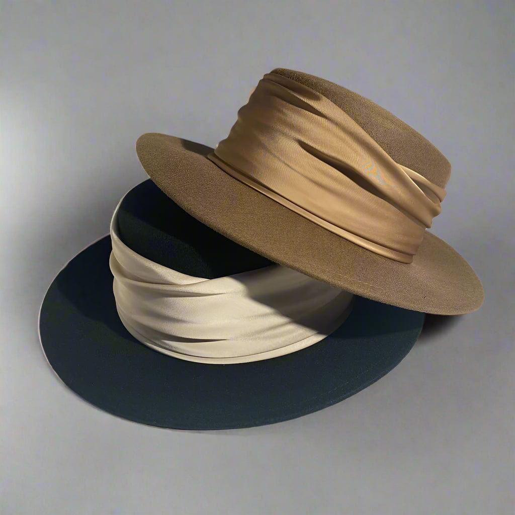 Le Marais Draped Felt Boater Hat