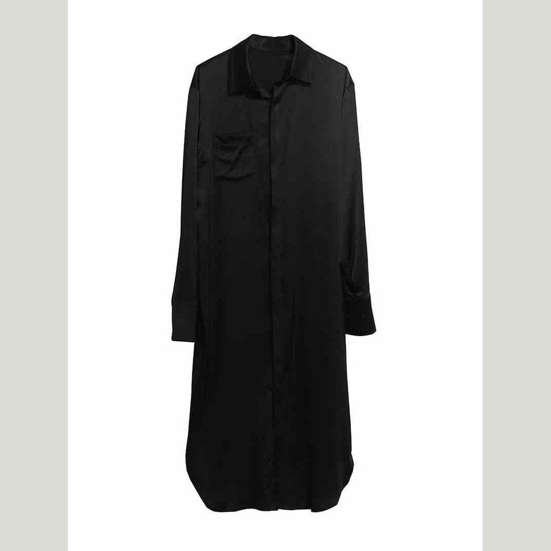The Black Silk Shirt Dress