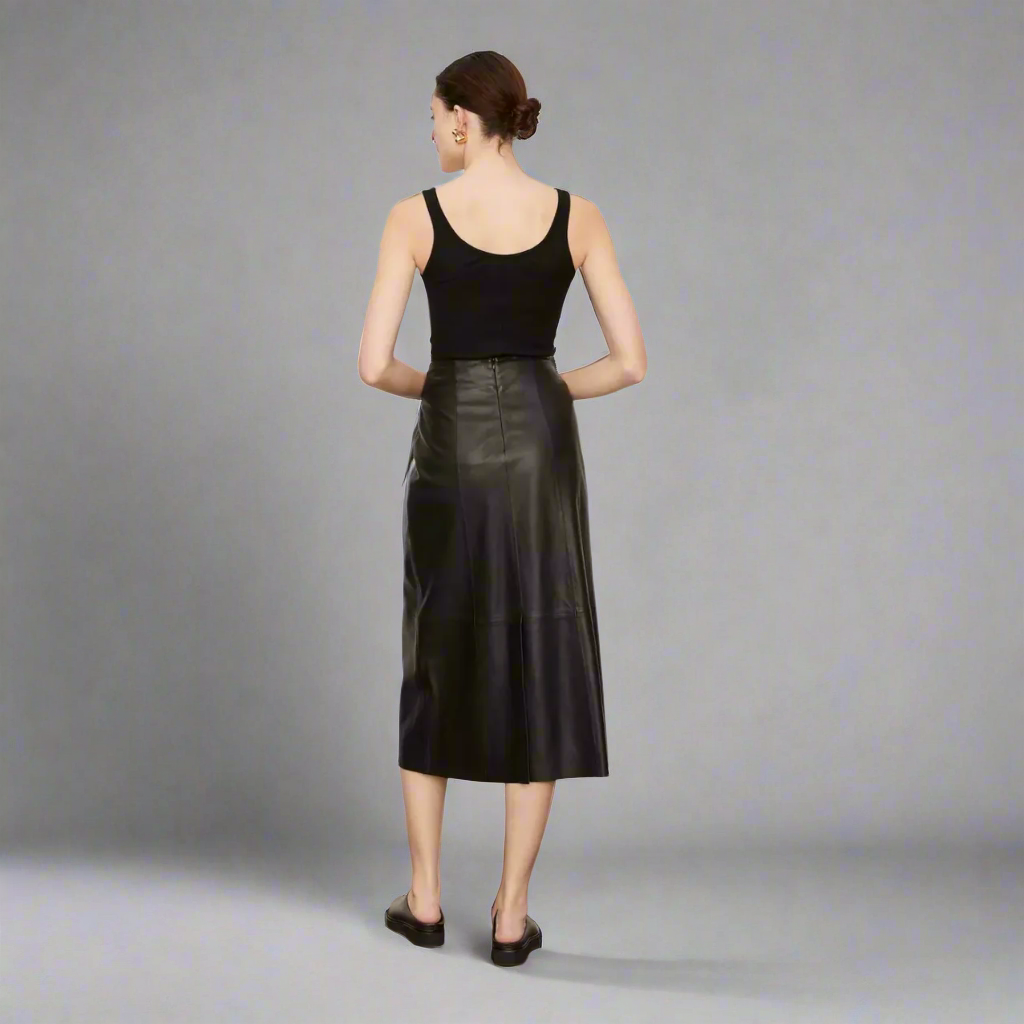 The Napa Leather Midi Skirt