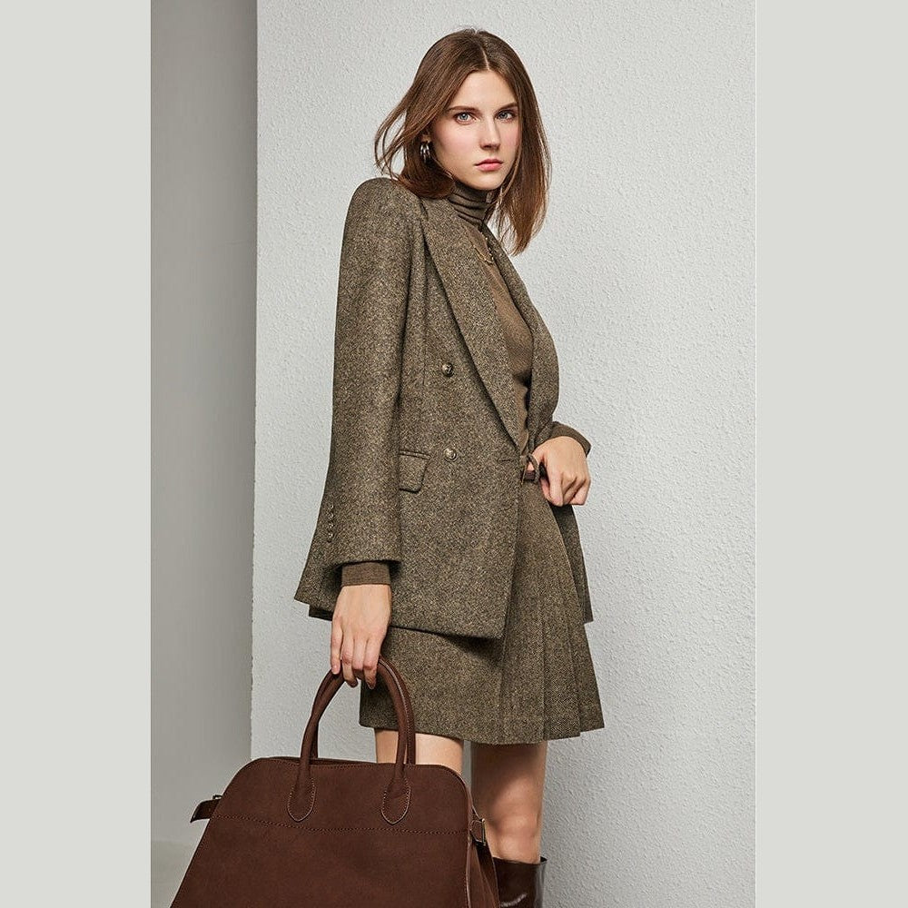 Alpaca and Austrialian Wool Blazer & Pleated Skirt Separates