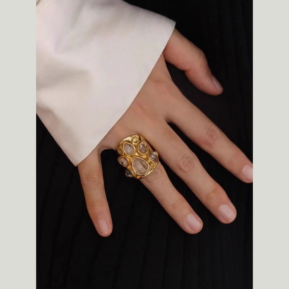 Gold Plated Rose Crystal Rings
