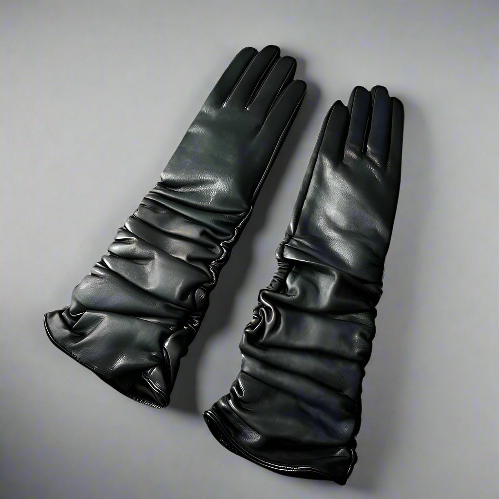 Long Sheepskin Leather Gloves - Touchscreen-Ready Elegance