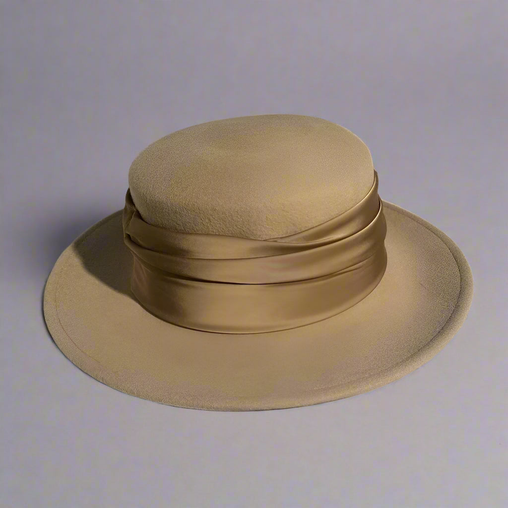 Le Marais Draped Felt Boater Hat