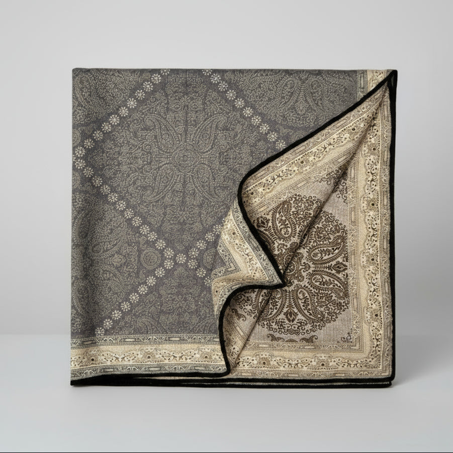 Wool & Silk Double Sided Paisley Scarf