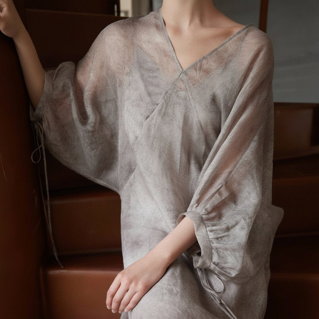 Grey Silk Gauze Dress