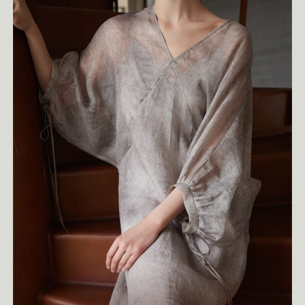 Grey Silk Gauze Dress
