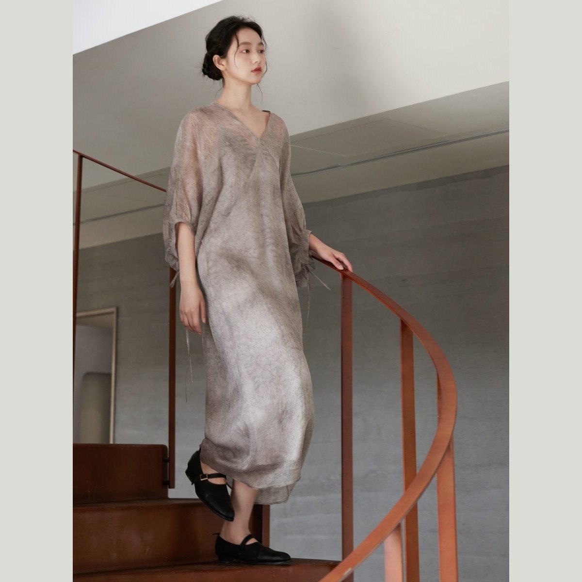 Grey Silk Gauze Dress