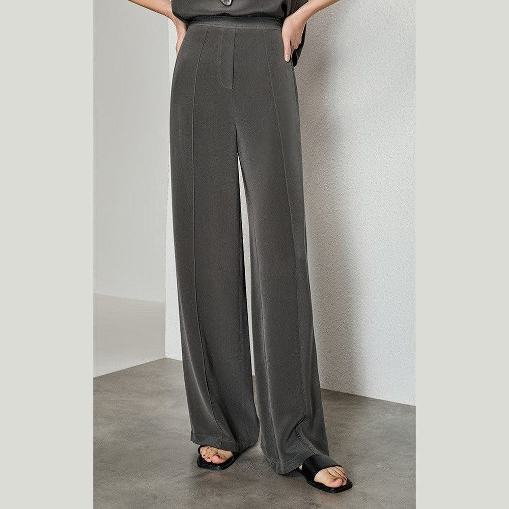 Heavy 30mm Crepe Silk Pants - Sculpted Drape, Subtle Shine