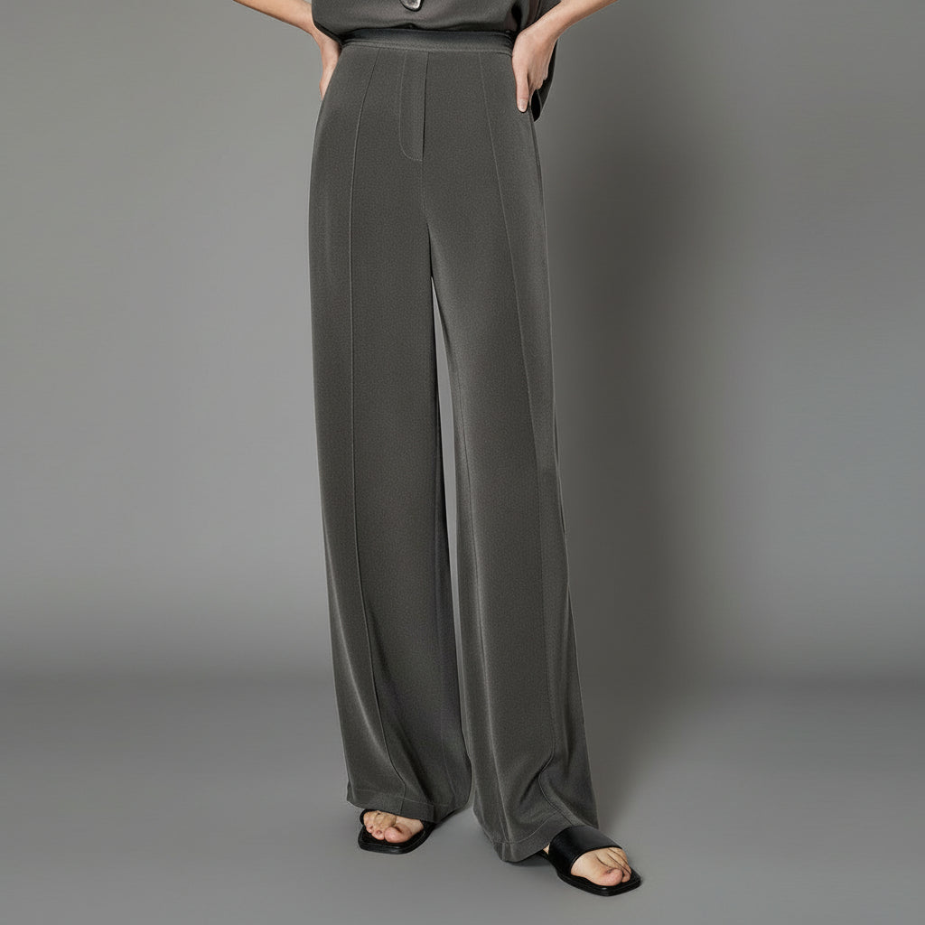 Heavy 30mm Crepe Silk Pants - Sculpted Drape, Subtle Shine