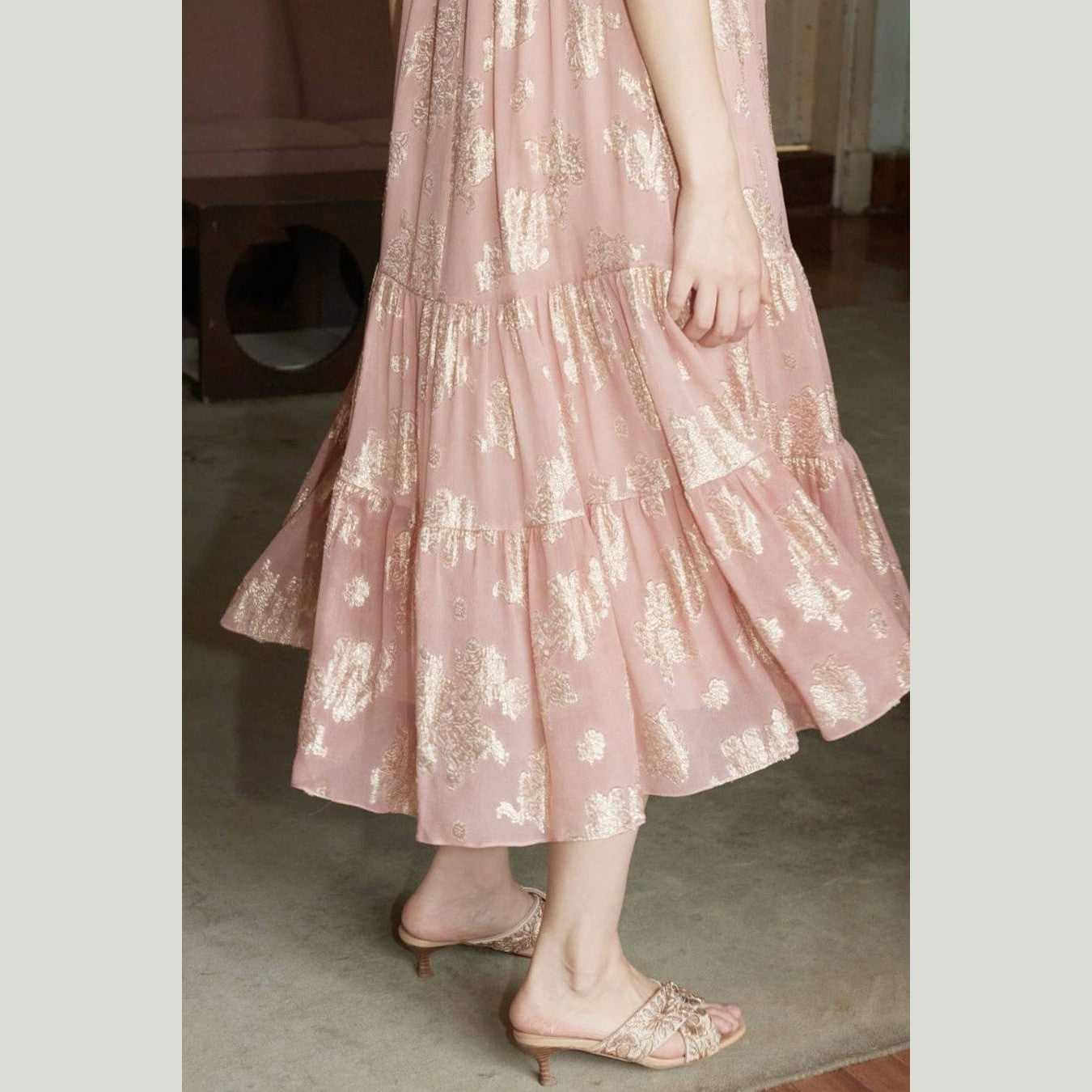 Peach Silk Georgette Dress & Wrap Top – Golden-Hour Sheen in 100% Silk