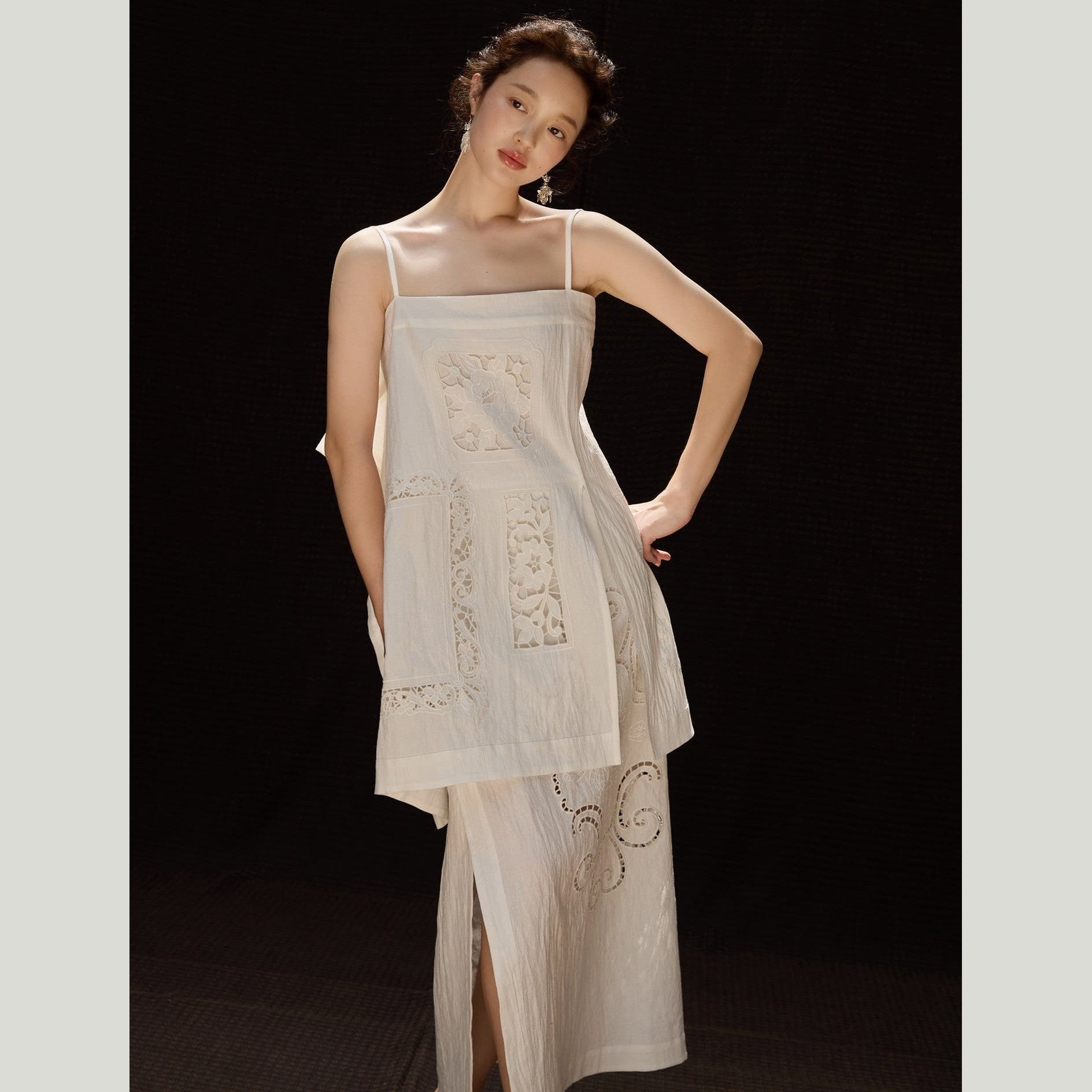 Ramie Cotton Embroidered Wrap Set