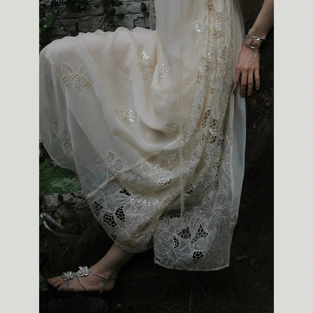 Pearl Petal Lace Slip Dress — Vanilla Cloud