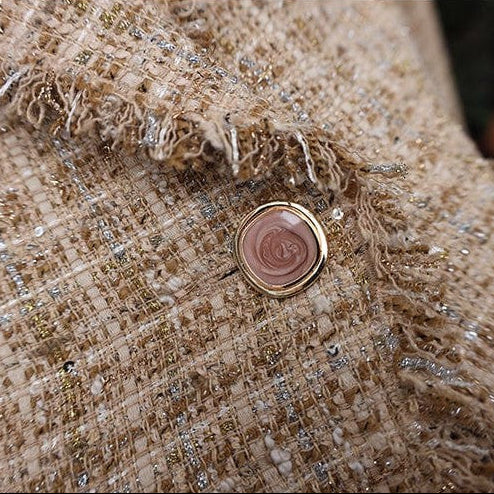 Italian Tweed Jacket - Camel & Gold Threadwork