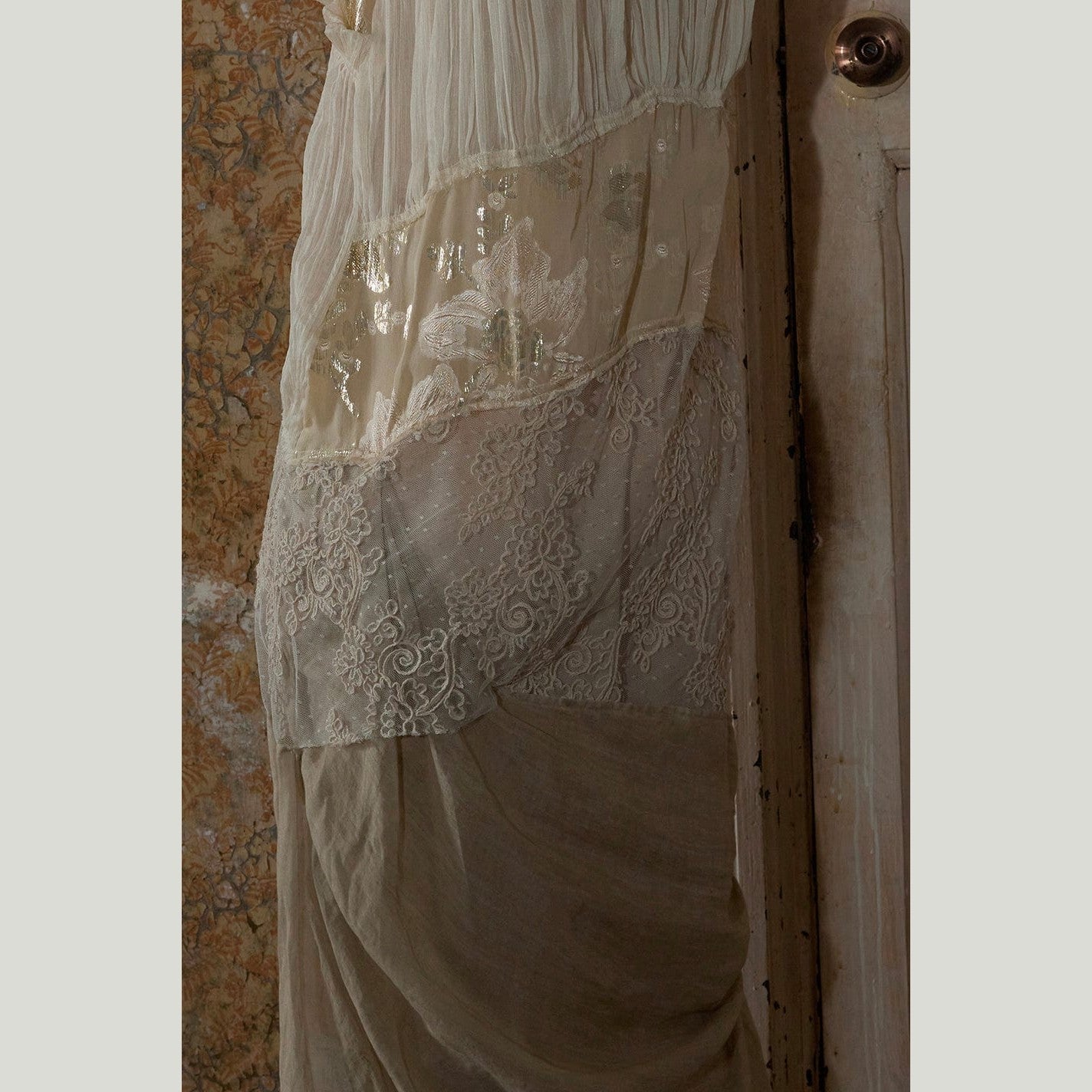 Ethereal Embroidered Dress in Ramie, Silk & Gold Thread – Limited Edition
