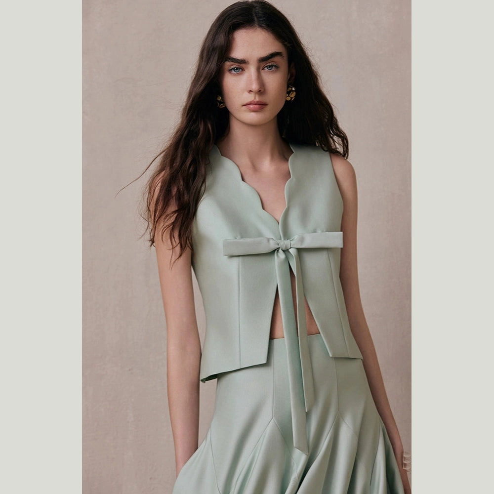 The Mint Green Papillon Top & Skirt Set
