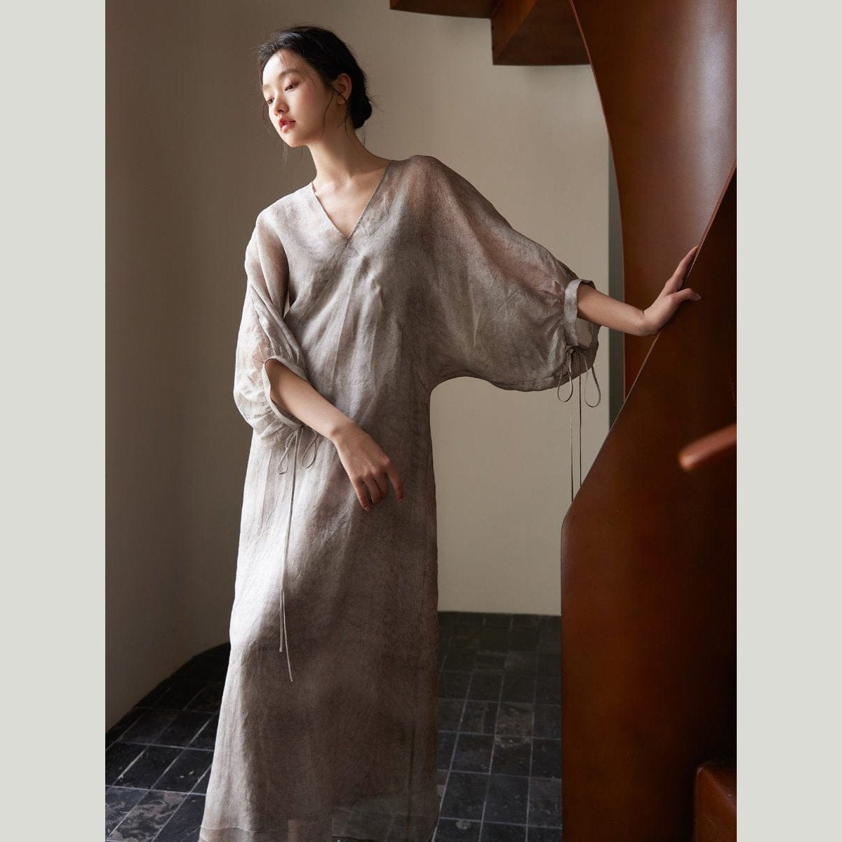 Grey Silk Gauze Dress