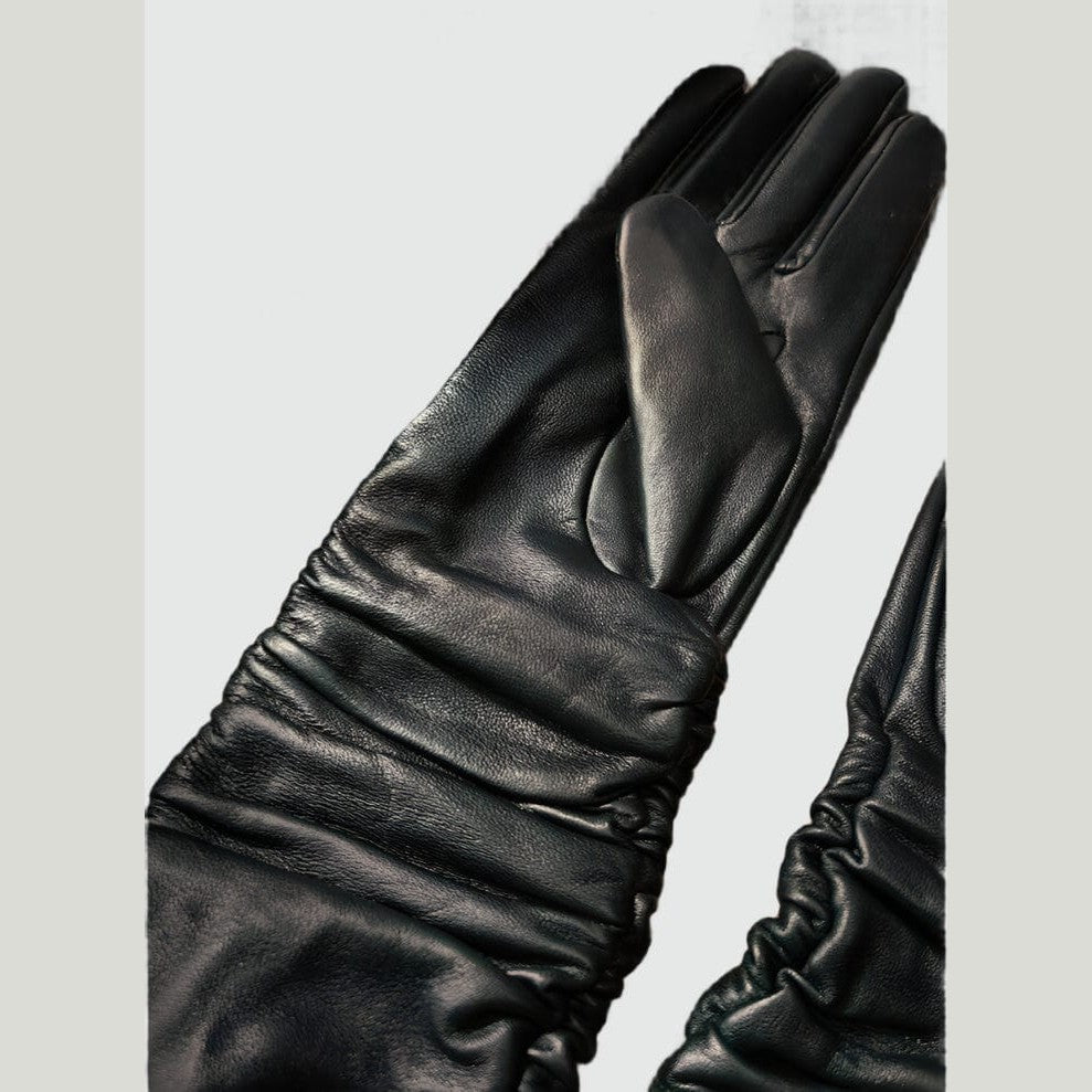 Long Sheepskin Leather Gloves - Touchscreen-Ready Elegance