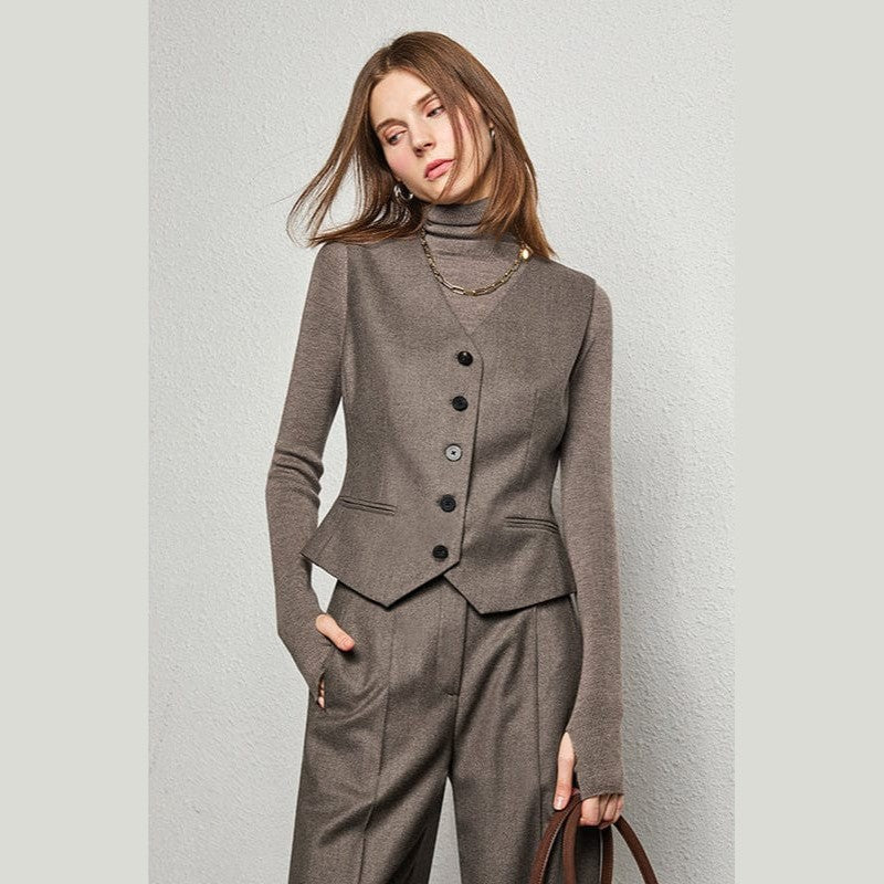 Italian Velvet Worsted Wool Suiting - Blazer, Vest & Trousers in Matte-Soft Finish