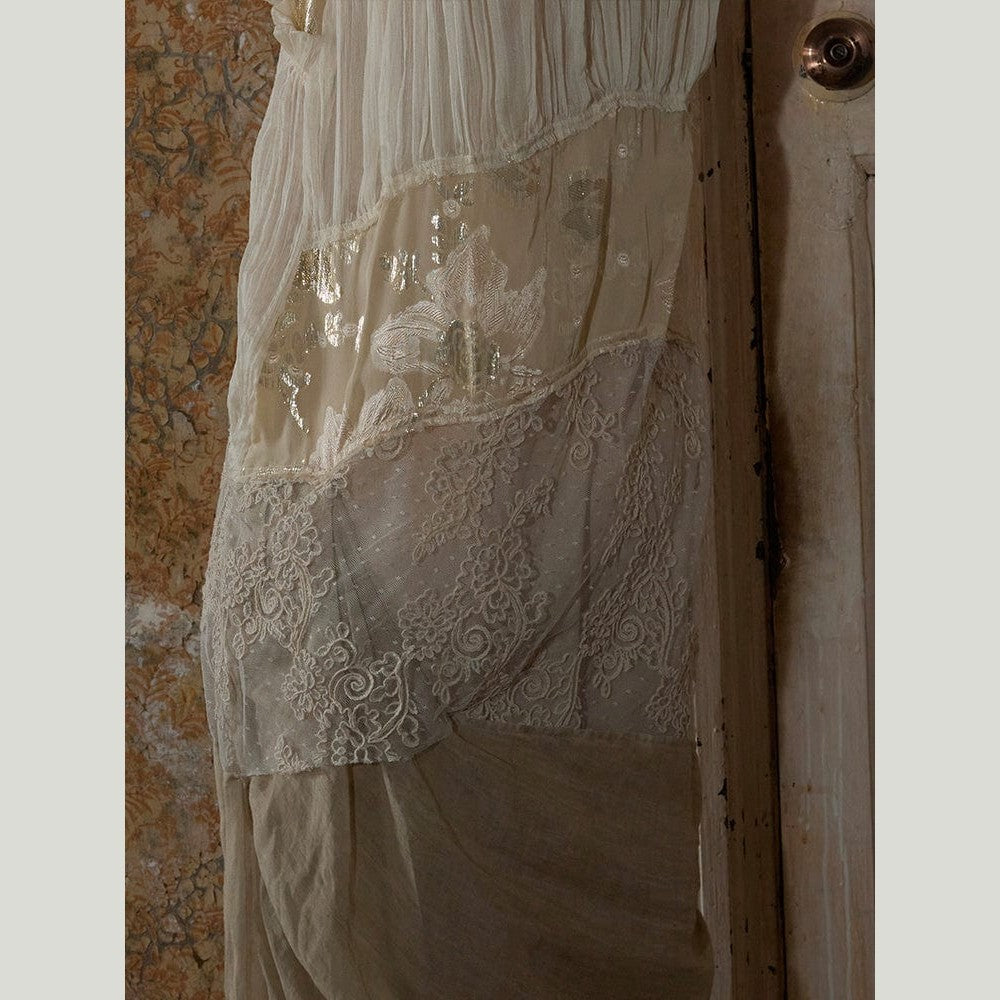 Ethereal Embroidered Dress in Ramie, Silk & Gold Thread – Limited Edition