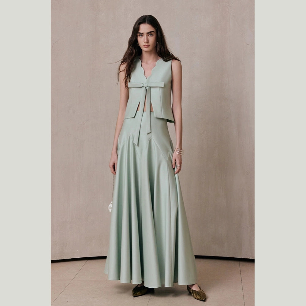 The Mint Green Papillon Top & Skirt Set