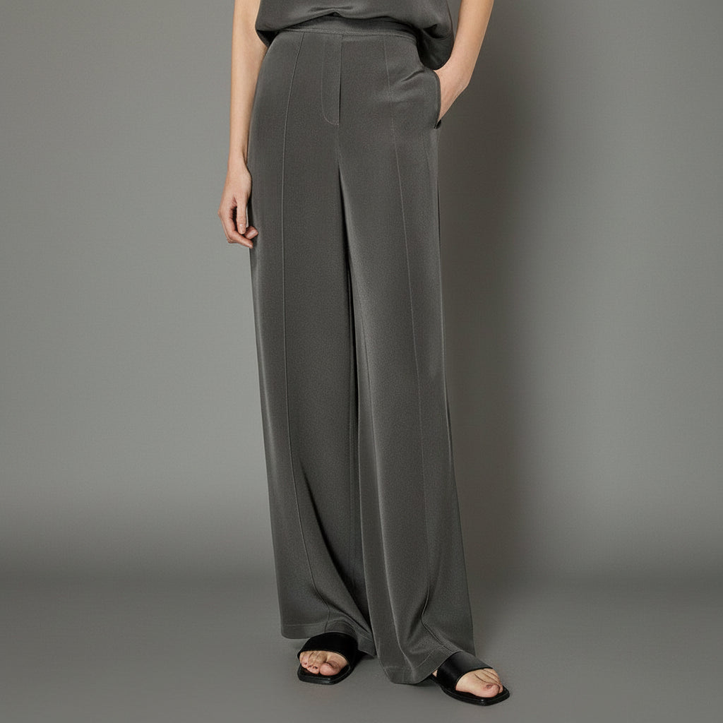 Heavy 30mm Crepe Silk Pants - Sculpted Drape, Subtle Shine