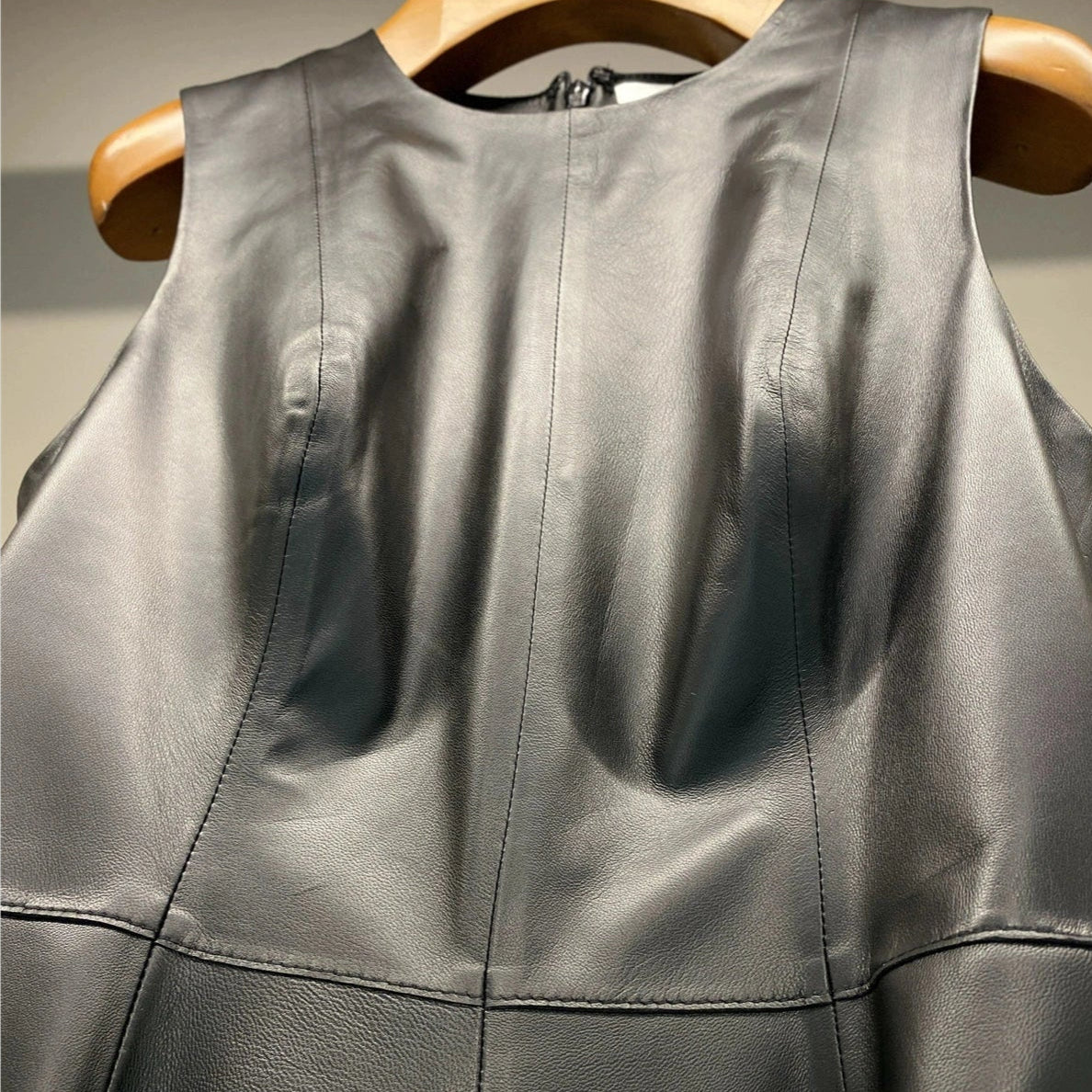 The Napa Leather Sleeveless Midi Dress