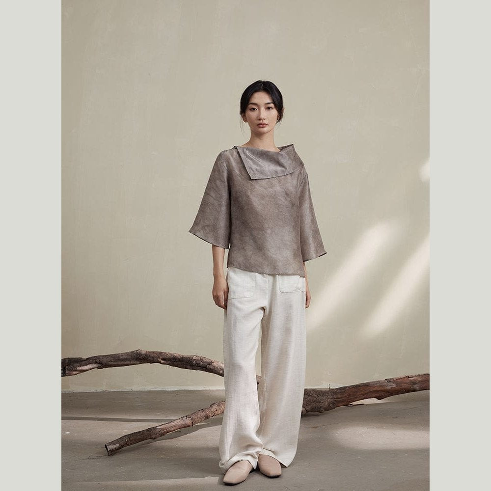 Tie Dye Electrospun Grey Silk Top