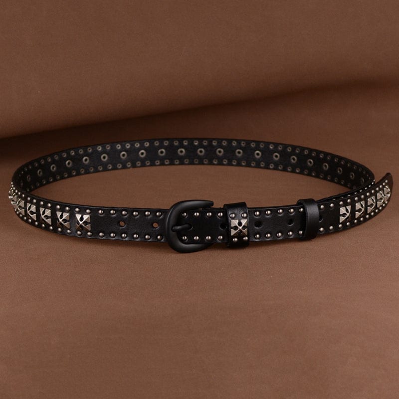 Hand-Finished Studded Leather Belt