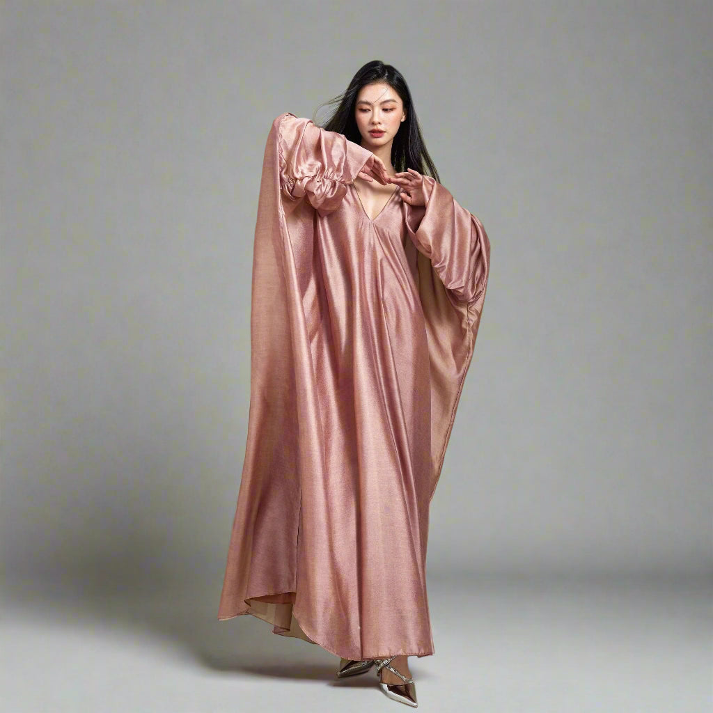 Peach Silk Maxi Dress