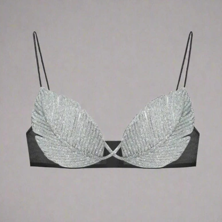 Radiant Leaf Rhinestone Bra