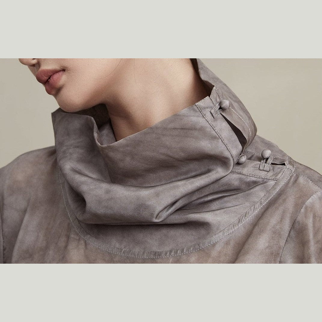 Tie Dye Electrospun Grey Silk Top