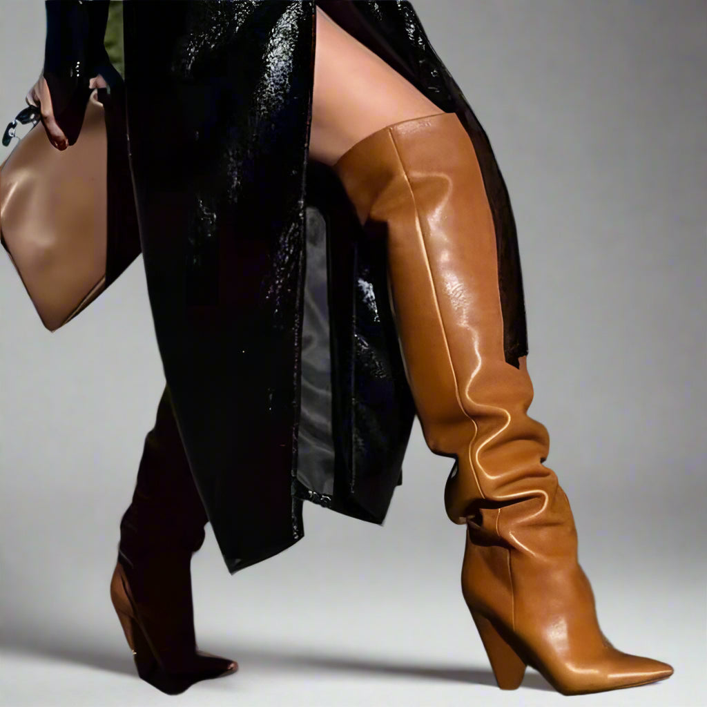 The Tapered Heel Tall Leather Boots