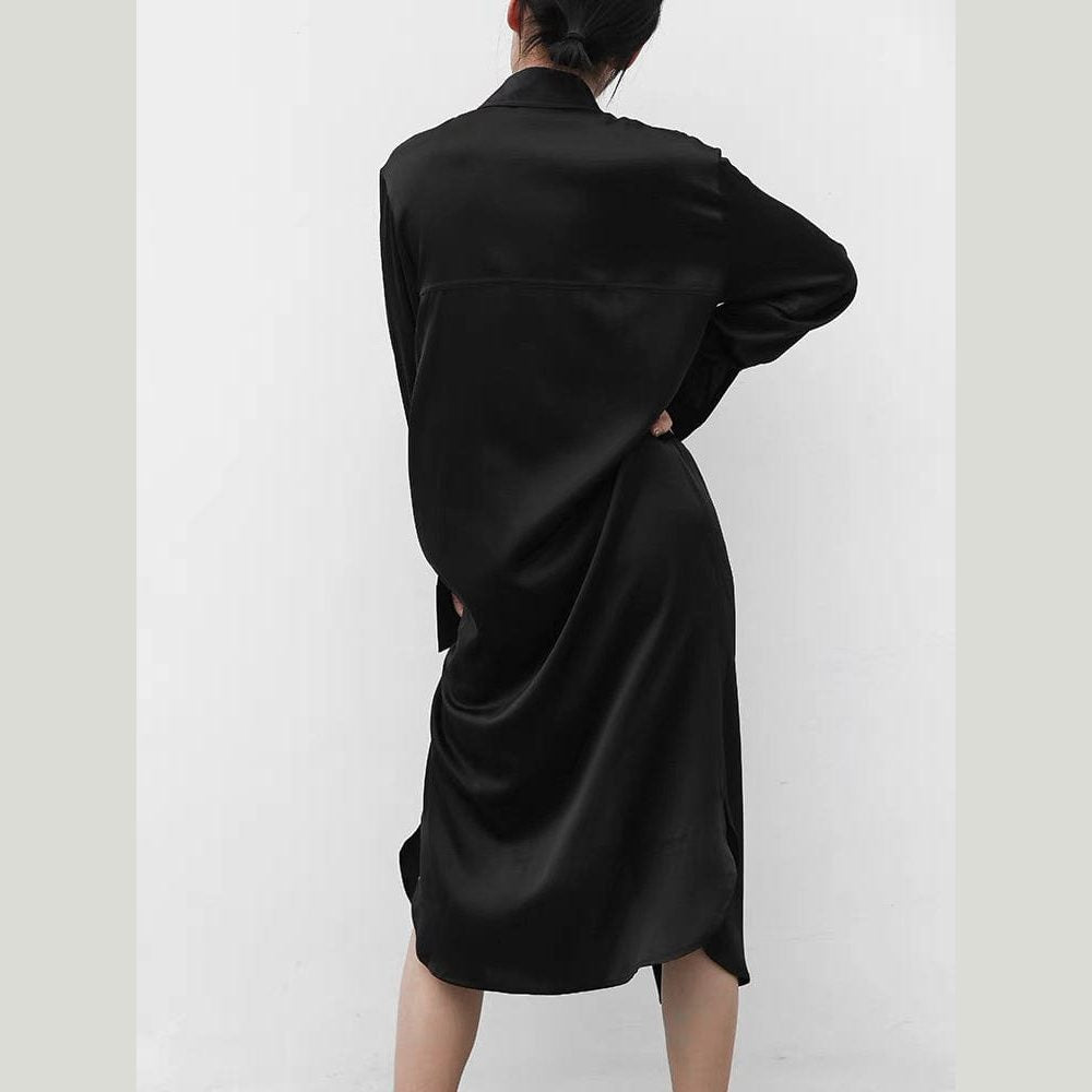 The Black Silk Shirt Dress