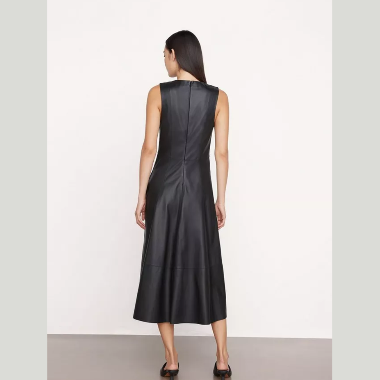 The Napa Leather Sleeveless Midi Dress