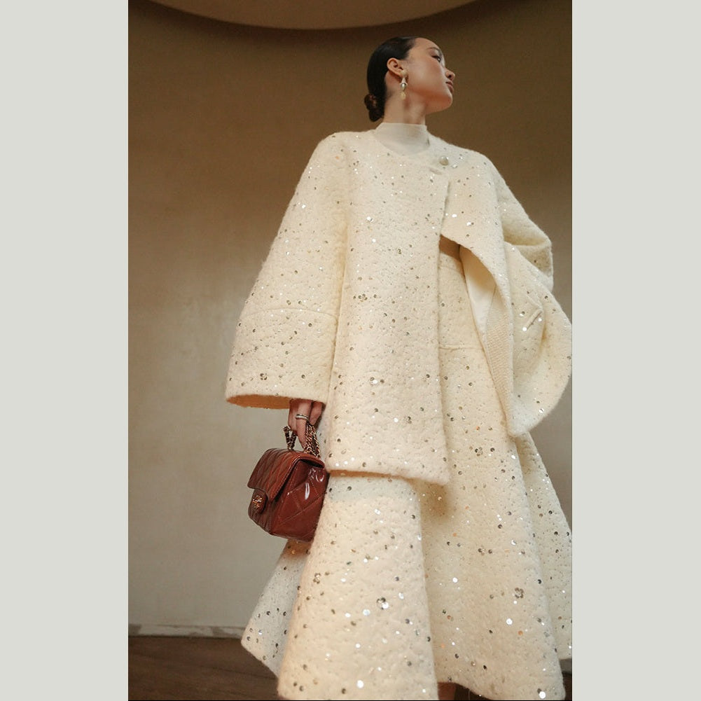 The Palais Set – Embroidered Wool Coat & Skirt Separates